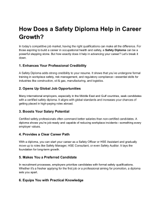 How Does a Safety Diploma Help in Career Growth_