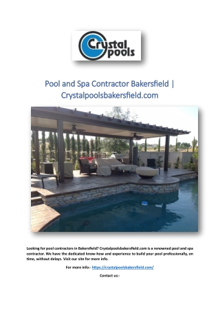 Pool and Spa Contractor Bakersfield | Crystalpoolsbakersfield.com