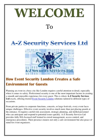 How Event Security London Creates a Safe Environment for Guests