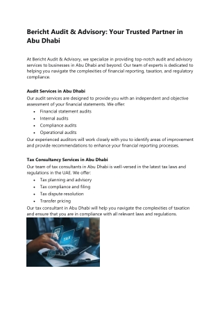 Bericht-tax consultants in abu dhabi
