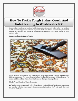 How To Tackle Tough Stains Couch And Sofa Cleaning In Westchester NY