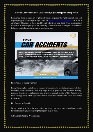 How to Choose the Best Clinic for Injury Therapy in Hempstead