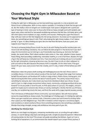 Gym in Milwaukee Based on Your Workout Style