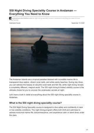 Be A Night Diver - Enroll in SSI Night Diving Specialty Course in Andaman