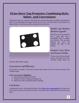 ZLine Stove Top Protector- Combining Style, Safety, and Convenience