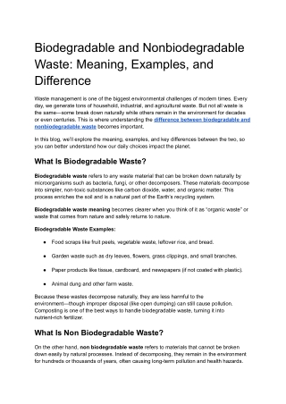 Biodegradable and Nonbiodegradable Waste: Meaning, Examples, and Difference