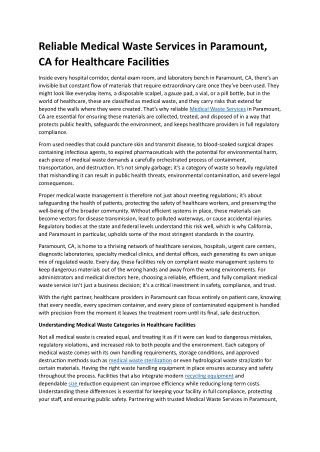 Medical Waste Services in Paramount, CA