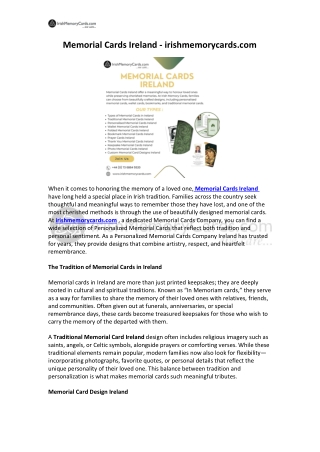 Memorial Cards Ireland