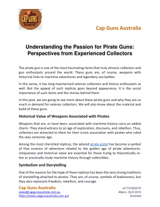 Understanding the Passion for Pirate Guns Perspectives from Experienced Collectors