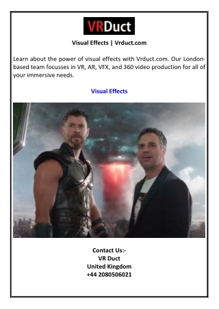Visual Effects | Vrduct.com