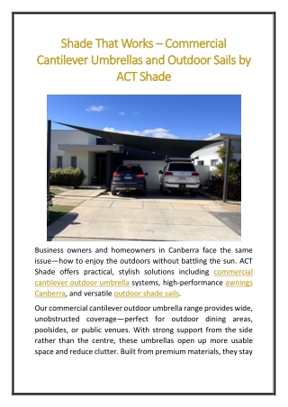 Shade That Works – Commercial Cantilever Umbrellas and Outdoor Sails by ACT Shade