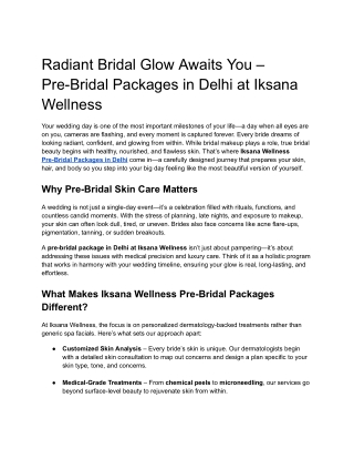 Glow Like a Bride – Pre-Bridal Package in Delhi