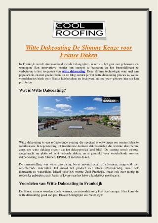 Witte Dakcoating De Slimme Keuze voor Franse Daken