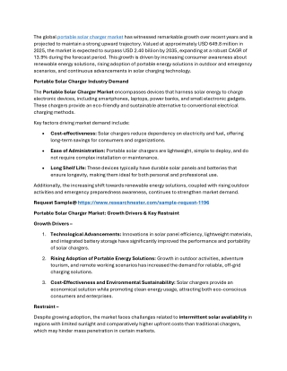 Portable Solar Charger Market Analysis 2026-2035: Price Trends