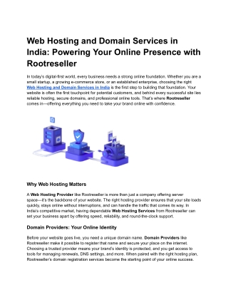 Web Hosting and Domain Services in India: Powering Your Online Presence with Roo