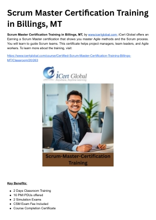 Scrum Master Certification Training in Billings, MT