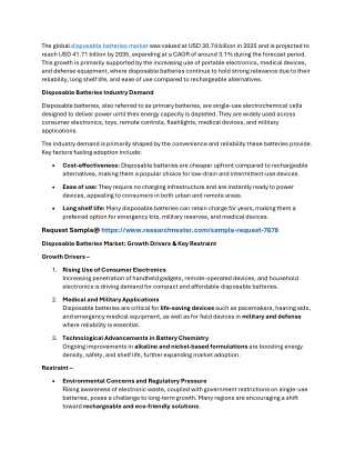 Disposable Batteries Market 2026-2035 | Size, Growth, Industry Trends