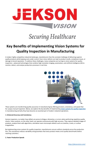 Key Benefits of Implementing Vision Systems for Quality Inspection in Manufacturing
