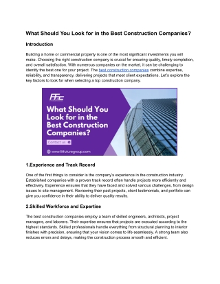 What Should You Look for in the Best Construction Companies_
