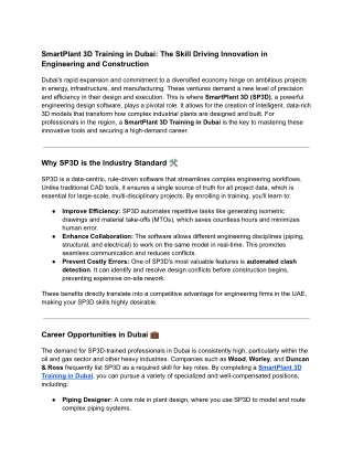 SmartPlant 3D Training in Dubai_ The Skill Driving Innovation in Engineering and Construction