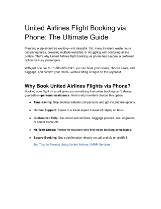 United Airlines Flight Booking via Phone | Step-by-Step Guide