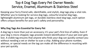 Top 4 Dog Tags Every Pet Owner Needs Service, Enamel, Aluminum & Stainless Steel
