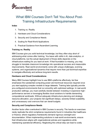 What IBM Courses Don't Tell You About Post-Training Infrastructure Requirements