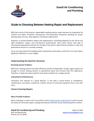 Guide to Choosing Between Heating Repair and Replacement