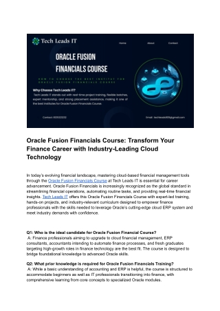 Master Finance with Oracle Fusion Financials Course