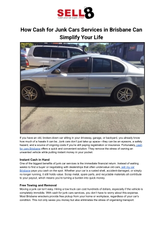 How Cash for Junk Cars Services in Brisbane Can Simplify Your Life