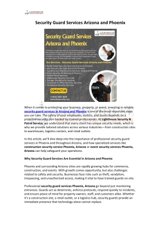 Security Guard Services Arizona and Phoenix