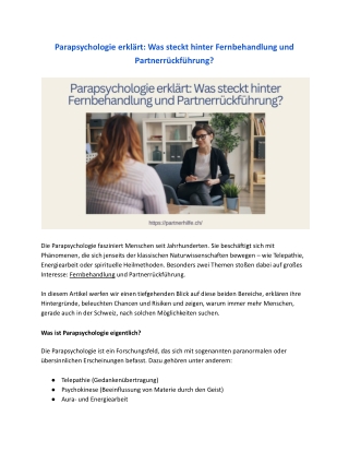 Parapsychologie erklärt_ Was steckt hinter Fernbehandlung und Partnerrückführung