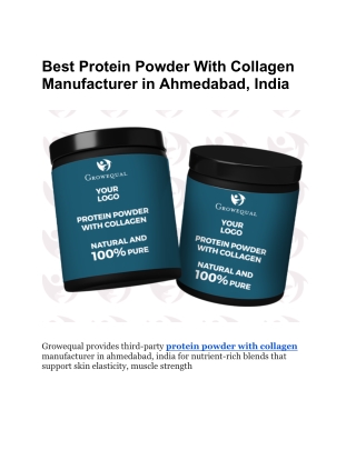 Best Protein Powder With Collagen Manufacturer in Ahmedabad, India