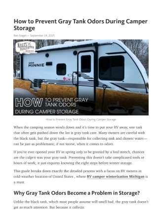 Keep Your Camper Odor-Free by RV Winterizing Michigan Expert Tips