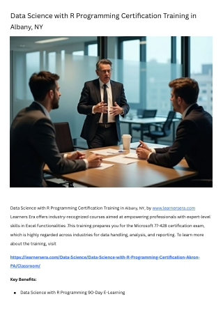 Data Science with R Programming Certification Training in  Albany, NY