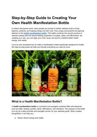 Step-by-Step Guide to Creating Your Own Health Manifestation Bottle
