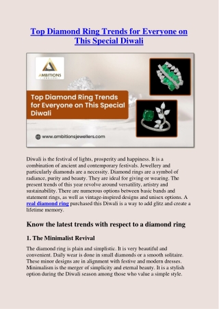 Top Diamond Ring Trends for Everyone on This Special Diwali