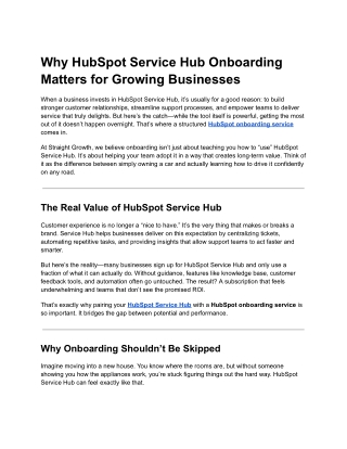 HubSpot Service Hub Onboarding | HubSpot Onboarding Service