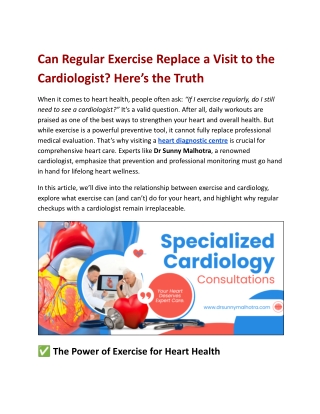 Can Regular Exercise Replace a Visit to the Cardiologist