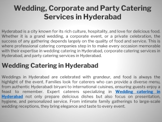 Wedding, Corporate and Party Catering Services in Hyderabad