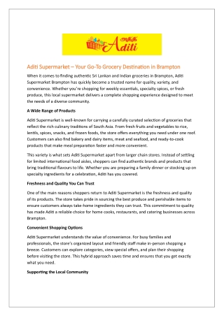 Aditi Supermarket Grocery Destination