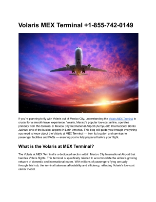 Volaris MEX Terminal   1-855-742-0149