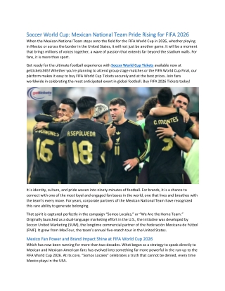 Soccer World Cup Mexican National Team Pride Rising for FIFA 2026