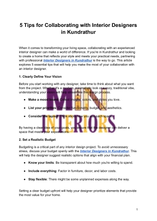 5 Tips for Collaborating with Interior Designers in Kundrathur