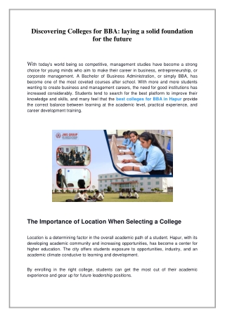 Discovering Colleges for BBA, laying a solid foundation for the future