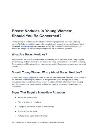 Breast Nodules in Young Women: Should You Be Concerned?