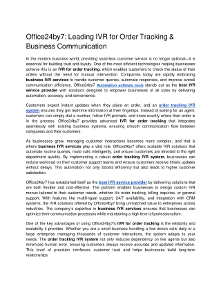 Office24by7 Leading IVR for Order Tracking  Business Communication docx  Google Docs