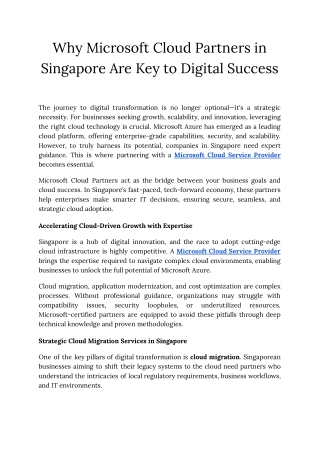 Why Microsoft Cloud Partners in Singapore Are Key to Digital Success