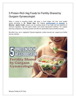 5 Protein-Rich Veg Foods for Fertility Shared by Gurgaon Gynaecologist
