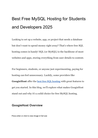 Best Free MySQL Hosting for Students and Developers 2025